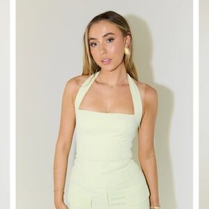 Odd Muse Lime Cream Halter Top